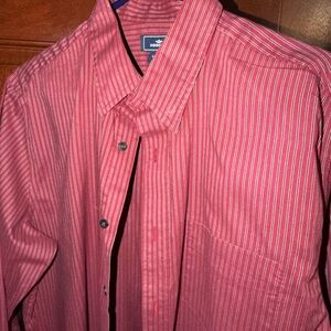 Dockers (16.5) Men's Striped Button-Up Shirt - Burgundy/White Pinstripes (034)